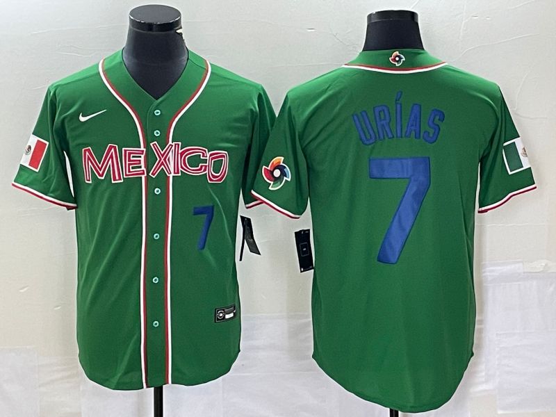 Men 2023 World Cub Mexico 7 Urias Green blue Nike MLB Jersey12